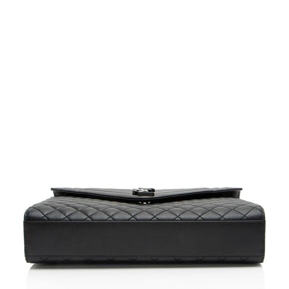 Saint Laurent Mixed Matelasse Grain de Poudre Monogram Large Shoulder Bag - Picture 4 of 11